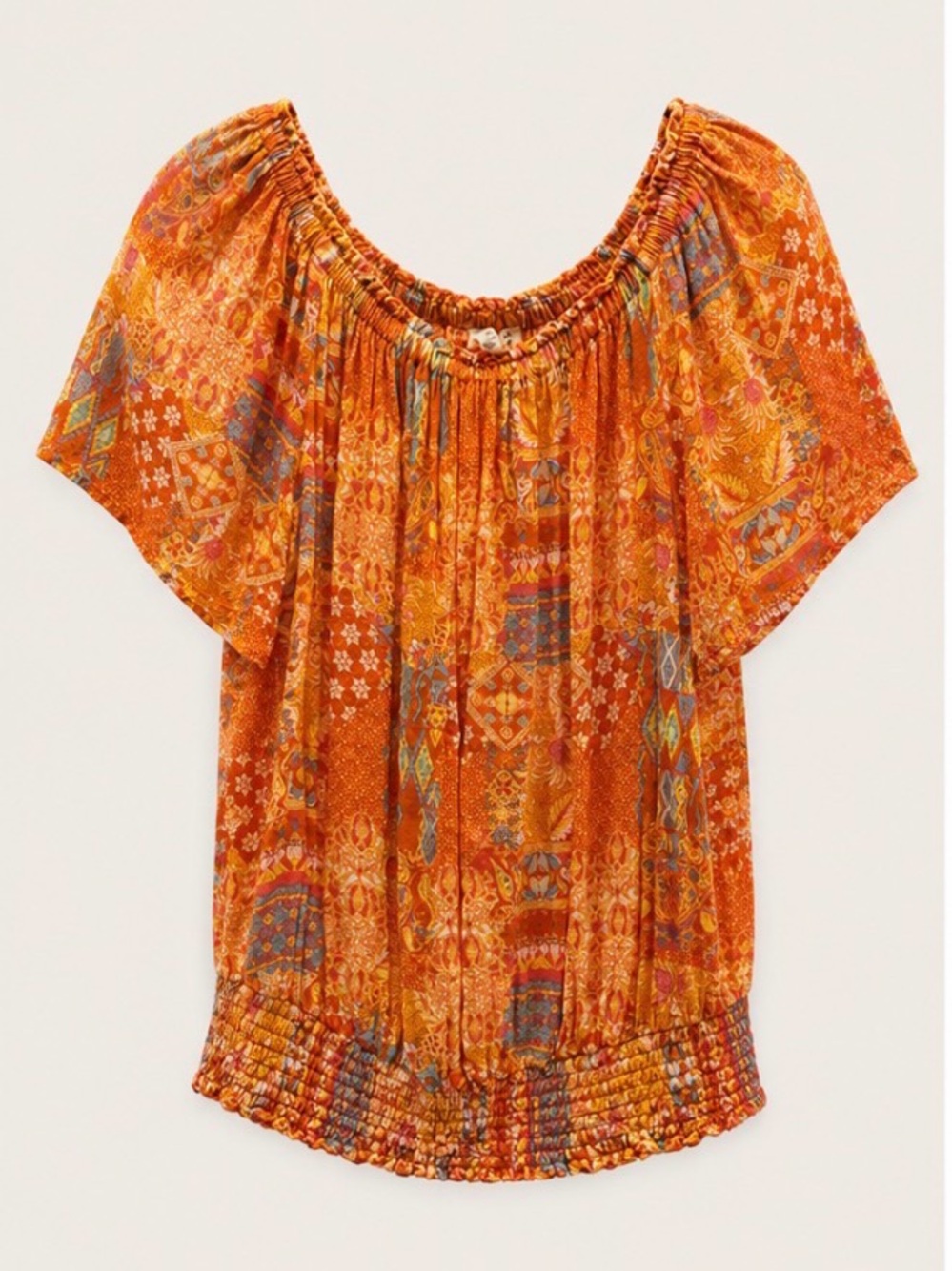 Christian Siriano Orange Boho Off-Shoulder Peasant Blouse